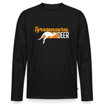 Funny Kangaroo Tyrannosaurus Deer Illustration - Men's Premium Organic Long Sleeve Shirt - black - Front - Nico (187cm)