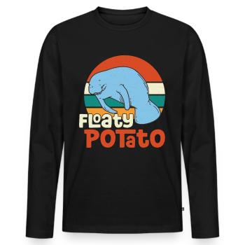 Funny Manatee Manatee Floaty Potato Illustratio - Men's Premium Organic Long Sleeve Shirt - black - Front - Nico (187cm)