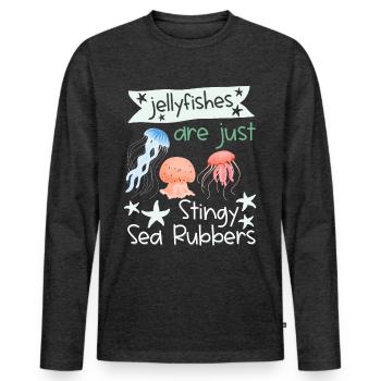 Jellyfish are just stingy sea gums Funny torture - Men's Premium Organic Long Sleeve Shirt - heather anthracite - Front - Nico (187cm)