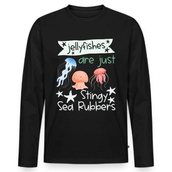 Quallen sind nur geizige Meeresgummis Lustige Qual - Männer Premium Bio Langarmshirt - Schwarz - Vorne - Nico (187cm)