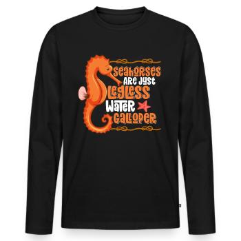 Seepferdchen sind nur beinlose Wassergalopper Seep - Männer Premium Bio Langarmshirt - Schwarz - Vorne - Nico (187cm)