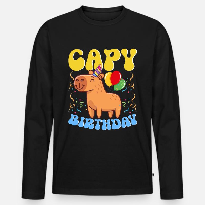 Capybara - Männer Premium Bio Langarmshirt - Schwarz