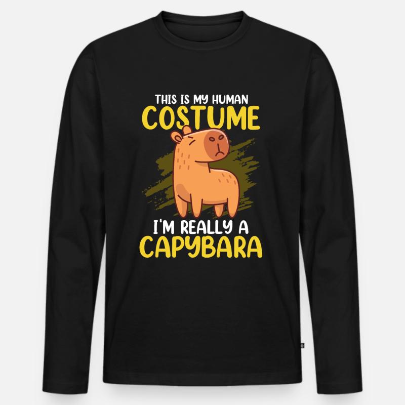 Capybara Capy - Männer Premium Bio Langarmshirt - Schwarz