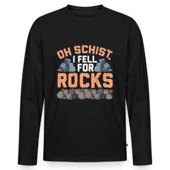 Chasse aux roches Chasseur de minéraux - T-shirt manches longues Premium bio Homme - noir - Devant - Nico (187cm)