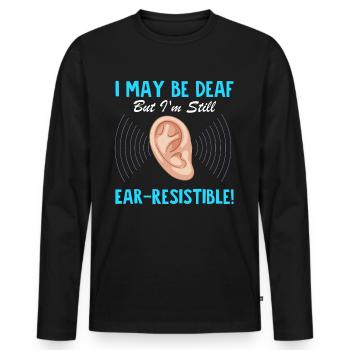 Deaf Pride Gebärdensprache - Männer Premium Bio Langarmshirt - Schwarz - Vorne - Nico (187cm)