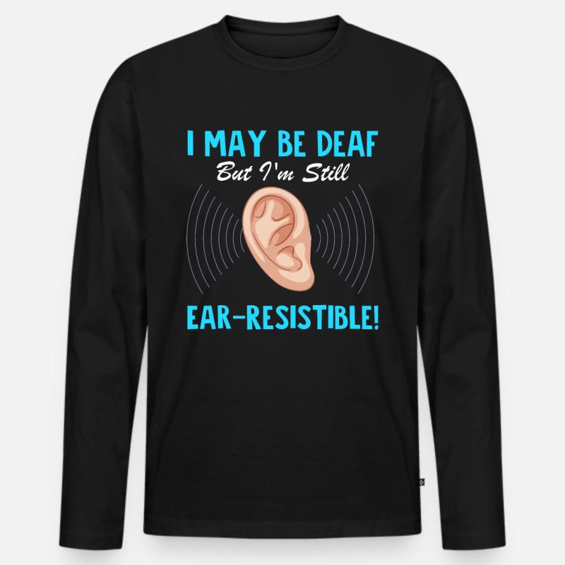 Deaf Pride Gebärdensprache - Männer Premium Bio Langarmshirt - Schwarz