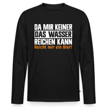 Keiner das Wasser reichen kann reicht mir das Bier - Männer Premium Bio Langarmshirt - Schwarz - Vorne - Nico (187cm)