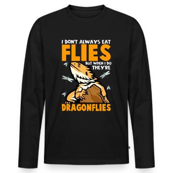 Libellen - Männer Premium Bio Langarmshirt - Schwarz - Vorne - Nico (187cm)