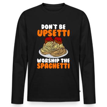 Fliegendes Spaghettimonster FSM - Männer Premium Bio Langarmshirt - Schwarz - Vorne - Nico (187cm)
