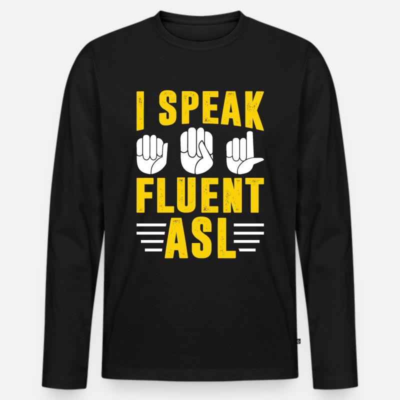 Deaf Pride Awareness Gebärdensprache - Männer Premium Bio Langarmshirt - Schwarz
