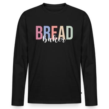 Pain Boulanger Boulangerie Boulangerie Confiserie - T-shirt manches longues Premium bio Homme - noir - Devant - Nico (187cm)