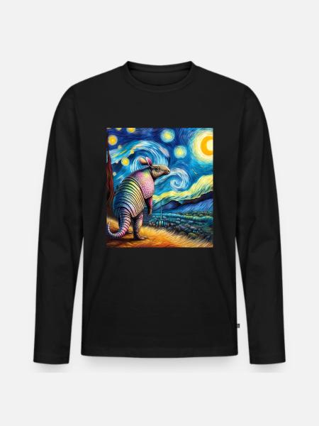 Armadillo Starry Night Painting - Men's Premium Organic Long Sleeve Shirt - black