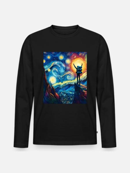 Backpacker Backpacking Camping Hiking Sternennach - Men's Premium Organic Long Sleeve Shirt - black