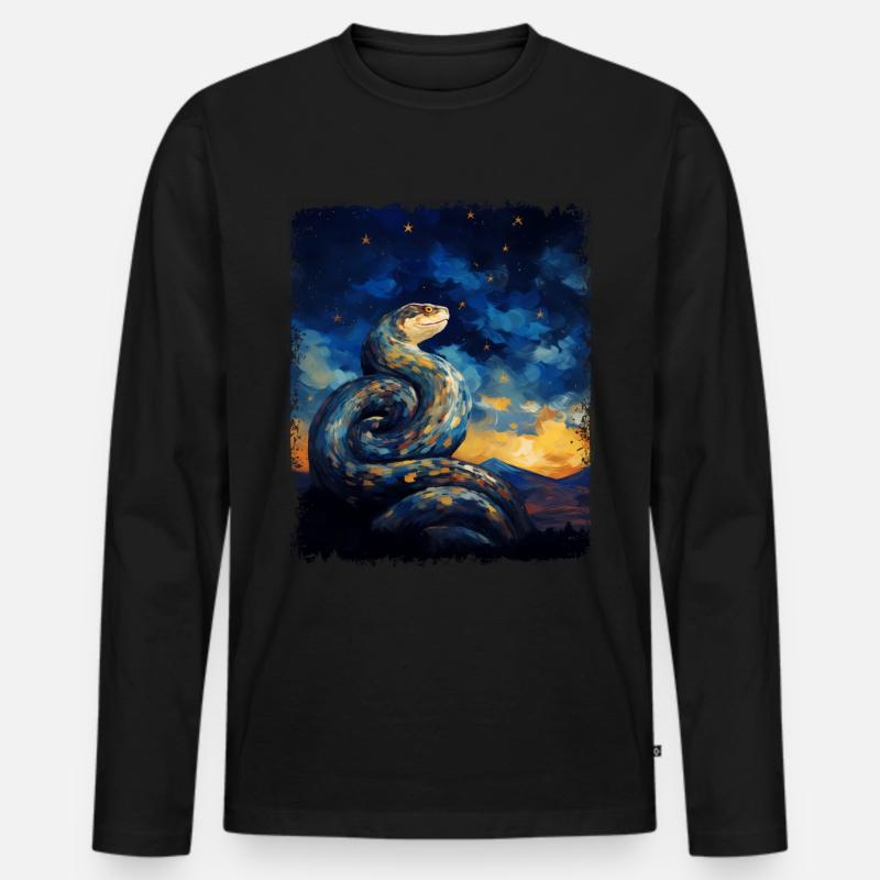 Kugelpython Schlange Sternennacht Gemälde - Männer Premium Bio Langarmshirt - Schwarz