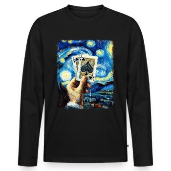 Blackjack Glücksspiel Karten Sternennacht Malerei - Männer Premium Bio Langarmshirt - Schwarz - Vorne - Nico (187cm)