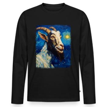 Faun Satyrs Roman Mythology Goat Starry Night - Men's Premium Organic Long Sleeve Shirt - black - Front - Nico (187cm)