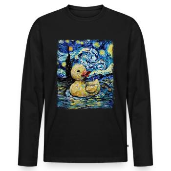 Rubber Duck Ducky Starry Night Painting - Men's Premium Organic Long Sleeve Shirt - black - Front - Nico (187cm)