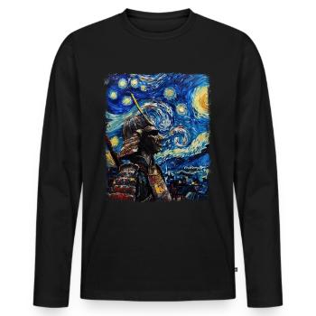 Samurai Krieger Bushido Japanische Sternennacht Ge - Männer Premium Bio Langarmshirt - Schwarz - Vorne - Nico (187cm)