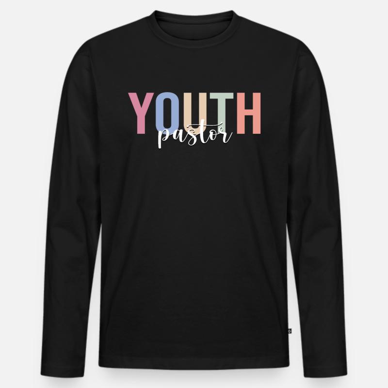 Jugendpfarrer Prediger Christ - Männer Premium Bio Langarmshirt - Schwarz