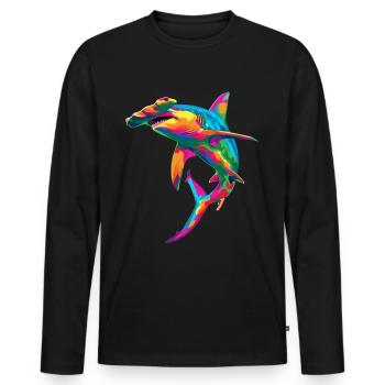 Hammerhead Shark Ocean Animal Popart - Men's Premium Organic Long Sleeve Shirt - black - Front - Nico (187cm)