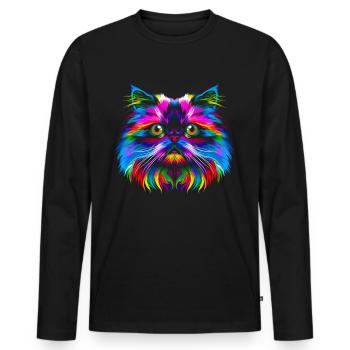 Chat de l’Himalaya Popart - T-shirt manches longues Premium bio Homme - noir - Devant - Nico (187cm)