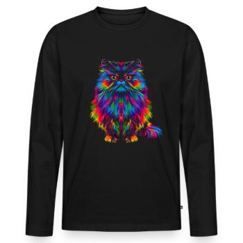 Chat de l’Himalaya Popart - T-shirt manches longues Premium bio Homme - noir - Devant - Nico (187cm)