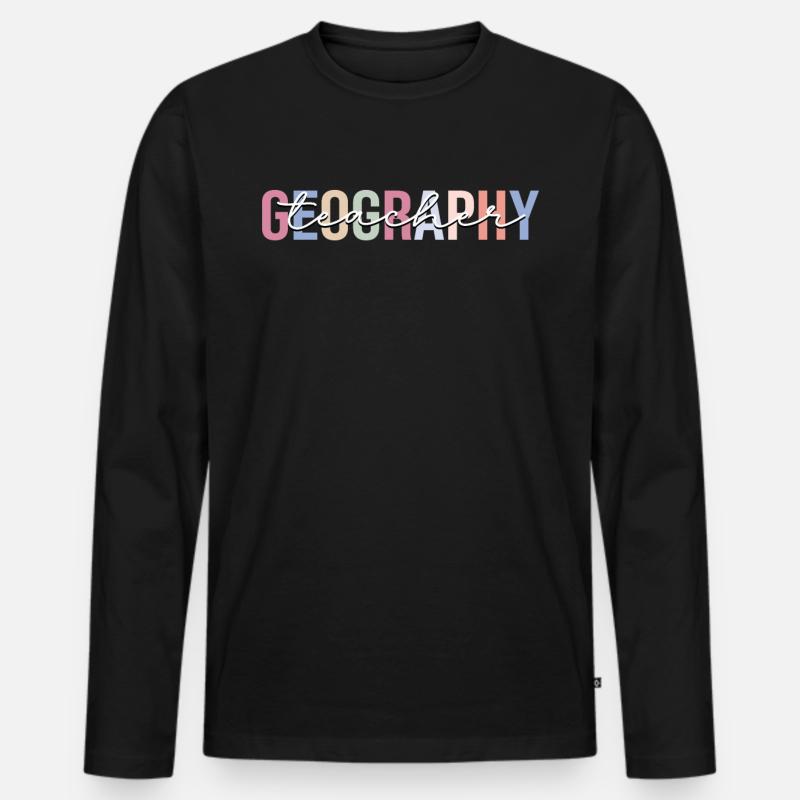 Geographielehrer Geograph - Männer Premium Bio Langarmshirt - Schwarz