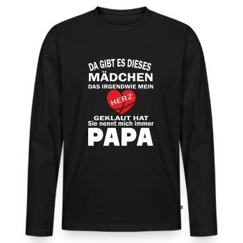 Geburt Kinder Vater Familie Herz Mädchen Papa - Männer Premium Bio Langarmshirt - Schwarz - Vorne - Nico (187cm)