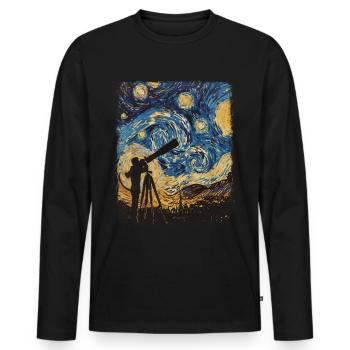 Observation des étoiles Astronome Astronomie Peintre de nuit étoilée - T-shirt manches longues Premium bio Homme - noir - Devant - Nico (187cm)