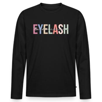 Wimperntechniker Lash Tech - Männer Premium Bio Langarmshirt - Schwarz - Vorne - Nico (187cm)