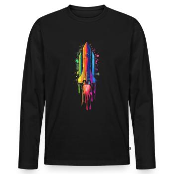 Fusée Fusée Navette Spatiale Vaisseau Spatial P - T-shirt manches longues Premium bio Homme - noir - Devant - Nico (187cm)