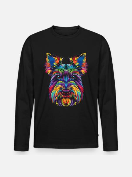 Scottish Terrier Dog Popart - Men's Premium Organic Long Sleeve Shirt - black