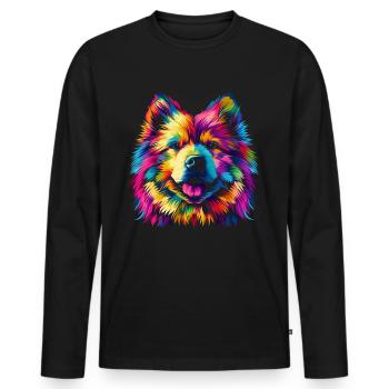 Chien Samoyède Popart - T-shirt manches longues Premium bio Homme - noir - Devant - Nico (187cm)