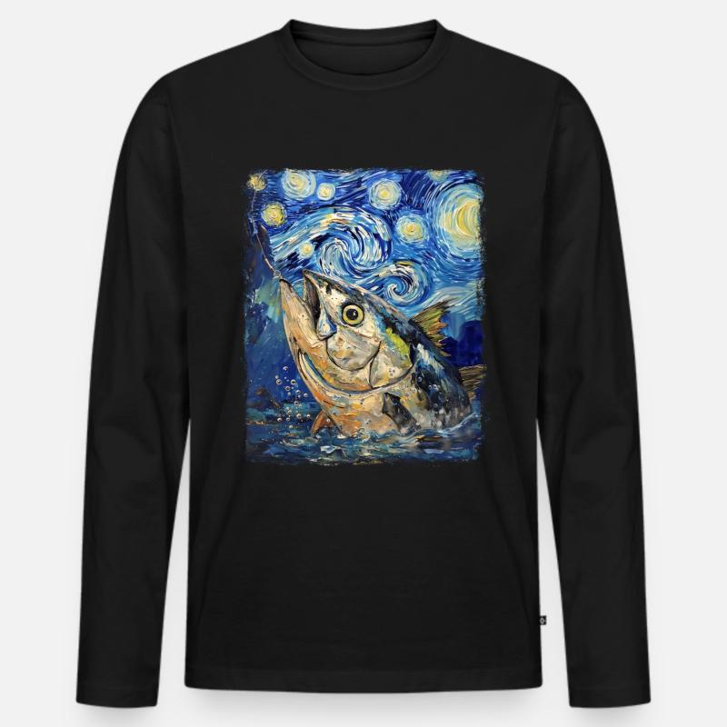 Thunfischfang Blauflossenthunfisch Sternennacht Ge - Männer Premium Bio Langarmshirt - Schwarz