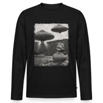 Rubber Duck Duckie UFO Alien Außerirdischer Selfie - Men's Premium Organic Long Sleeve Shirt - black - Front - Nico (187cm)