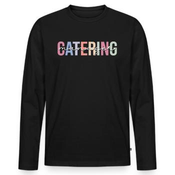 Responsable Traiteur Serveur Traiteur - T-shirt manches longues Premium bio Homme - noir - Devant - Nico (187cm)