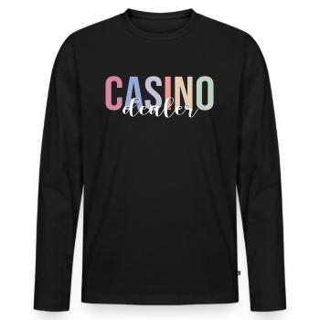 Casino Croupier Poker Jeux d’argent - T-shirt manches longues Premium bio Homme - noir - Devant - Nico (187cm)