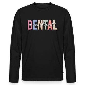 Assistante dentaire Hygiéniste dentaire Dentiste - T-shirt manches longues Premium bio Homme - noir - Devant - Nico (187cm)