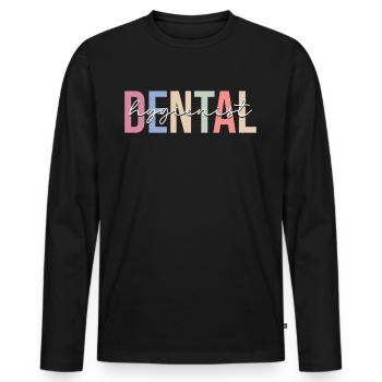 Hygiéniste dentaire Assistante dentaire - T-shirt manches longues Premium bio Homme - noir - Devant - Nico (187cm)