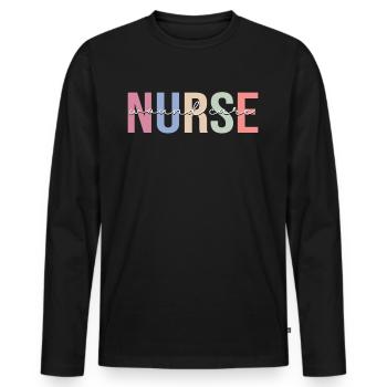 Wound Care Nurse - Men's Premium Organic Long Sleeve Shirt - black - Front - Nico (187cm)