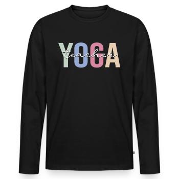 Professeur de Yoga Professeur de Yoga - T-shirt manches longues Premium bio Homme - noir - Devant - Nico (187cm)