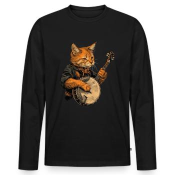 Abessinierkatze Bluegrass-Banjo-Spieler - Männer Premium Bio Langarmshirt - Schwarz - Vorne - Nico (187cm)