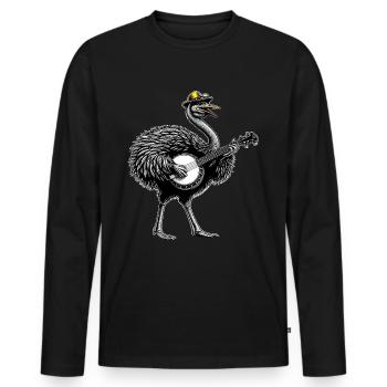 Straußentier Bluegrass Banjo Spieler - Männer Premium Bio Langarmshirt - Schwarz - Vorne - Nico (187cm)