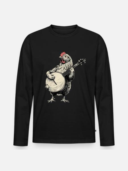 Chicken Farmer Bluegrass Banjo Player - Men's Premium Organic Long Sleeve Shirt - black