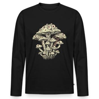 Weirdcore Ästhetik Pilz Augäpfel Strangecore Grung - Männer Premium Bio Langarmshirt - Schwarz - Vorne - Nico (187cm)