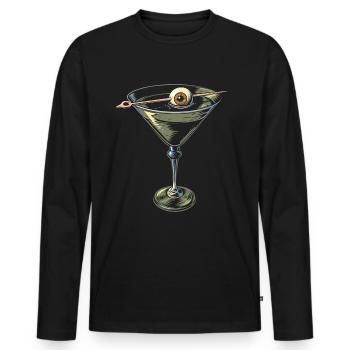 Weirdcore Ästhetischer Augapfel Cocktail Strangeco - Männer Premium Bio Langarmshirt - Schwarz - Vorne - Nico (187cm)