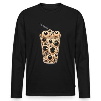 Weirdcore Aesthetic Eyeball Boba Tea Milktea Bubbl - Men's Premium Organic Long Sleeve Shirt - black - Front - Nico (187cm)