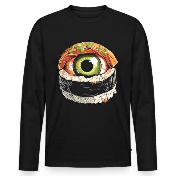 Weirdcore Ästhetik Sashimi Augapfel Sushi Gruselig - Männer Premium Bio Langarmshirt - Schwarz - Vorne - Nico (187cm)
