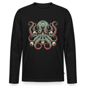Weirdcore Ästhetischer Oktopus Augäpfel Cthulhu St - Männer Premium Bio Langarmshirt - Schwarz - Vorne - Nico (187cm)
