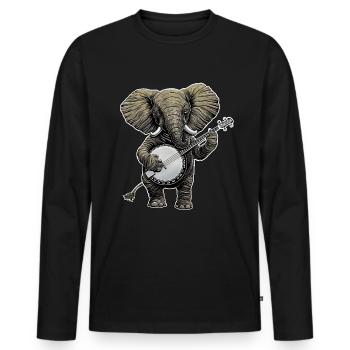 Elefantentier Bluegrass Banjo-Spieler - Männer Premium Bio Langarmshirt - Schwarz - Vorne - Nico (187cm)